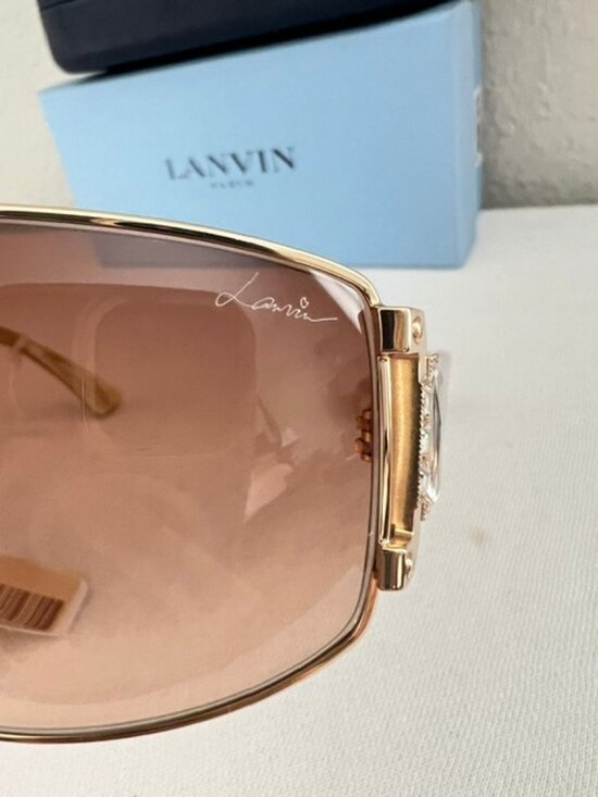 LANVIN SLN020S Rose Gold Brown Horn Bold Jewel Crystal Sunglasses SLN 020 main image 5